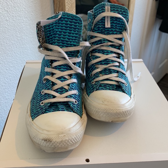 Marimekko for Converse high top turquoise print All Star sneakers women’s size 8 - Picture 7 of 15